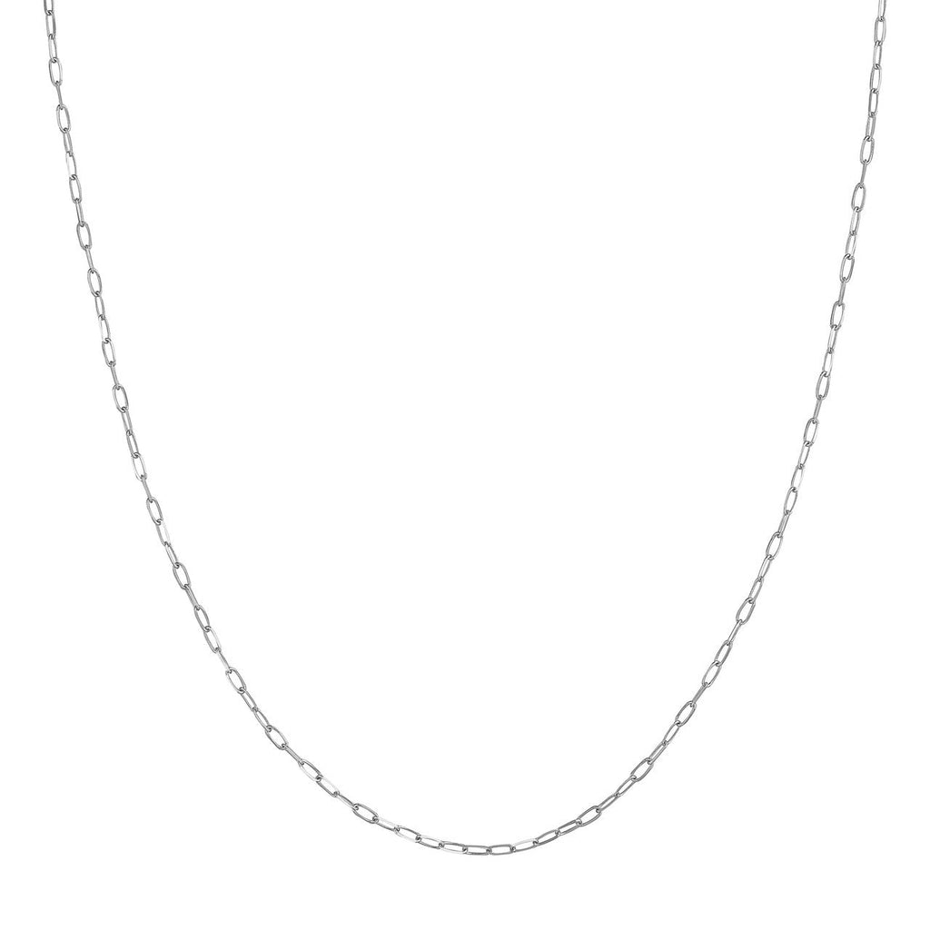 14K white gold paperclip chain necklace.