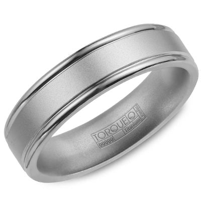 Titanium grey band, carved polished satin finish.