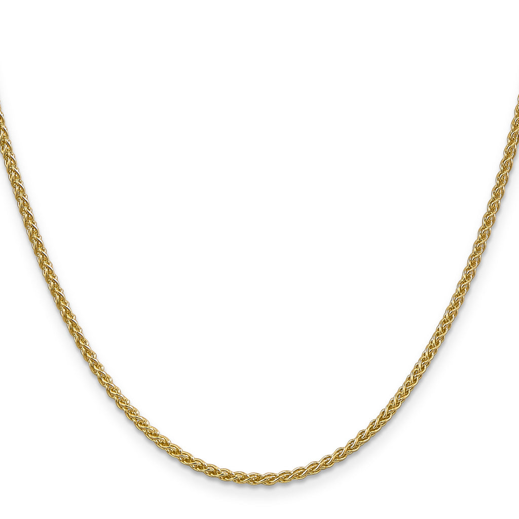 14K yellow gold wheat chain necklace.