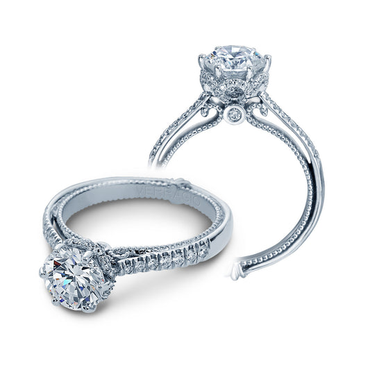 Floral diamond ring with hidden accents, white gold.