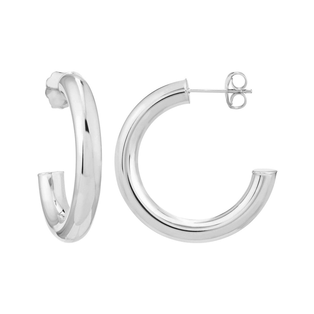 14K White Gold Polished Hoop Earrings