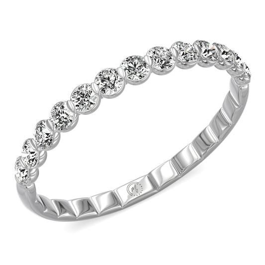 14K yellow gold band with round diamonds.