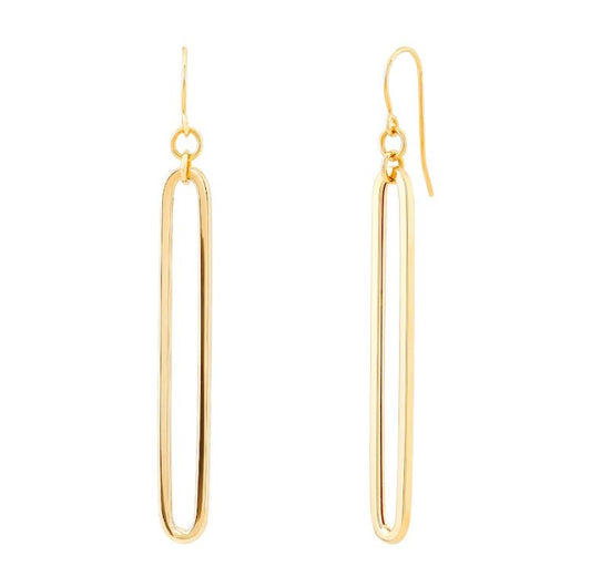14K yellow gold paperclip earrings.
