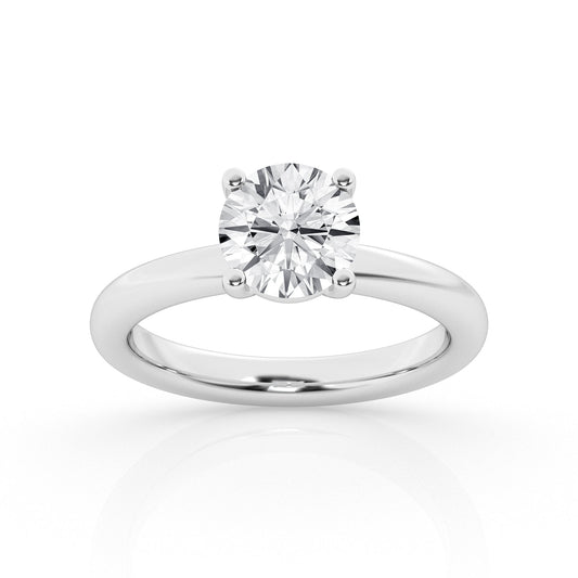 ReMARKable Designs Solitaire Lab-Grown Diamond Complete Engagement Ring in 14 Karat White Gold with 2.07ct Round Center Lab-Grown Diamond, Color: E, Clarity: VS1, Size 7