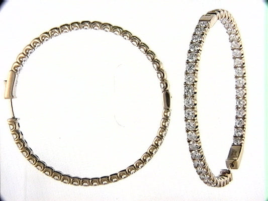 Large Hoop Natural Diamond Earrings in 14 Karat Yellow with 8.00ctw Round Diamonds