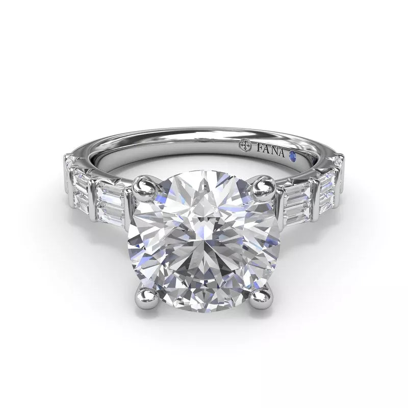 14K white gold ring with side diamonds.