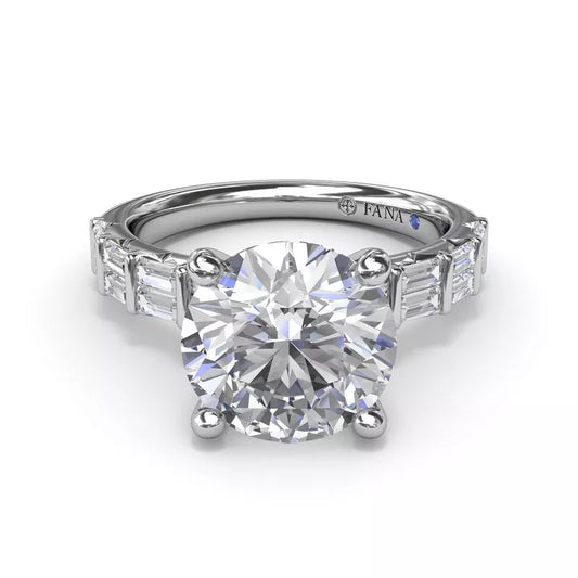 14K white gold ring with side diamonds.