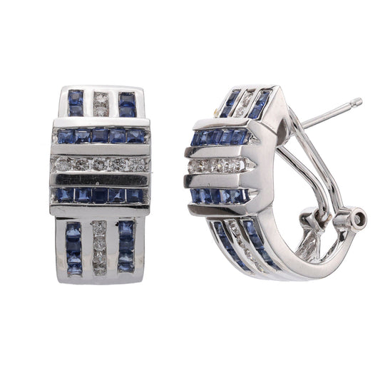 ReMARKable Estate Dangle Sapphire Earrings in 18 Karat White Gold with 44 Princess Sapphires 0.88ctw