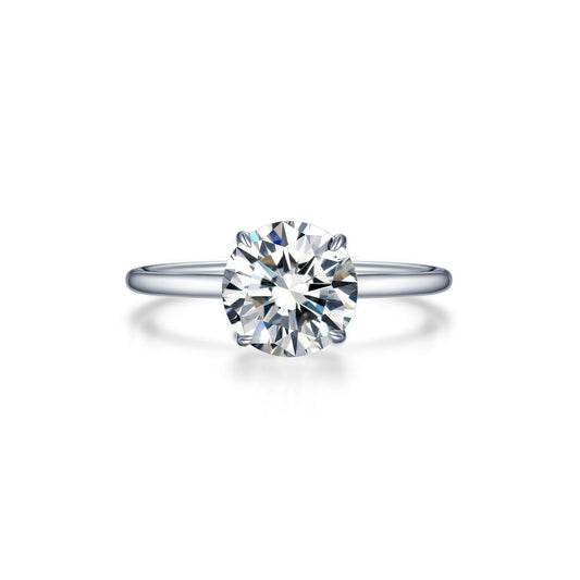 Simulated diamond ring, platinum sterling silver band.