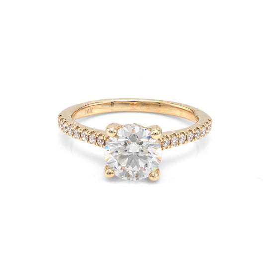 Lab-grown diamond ring, yellow gold band.