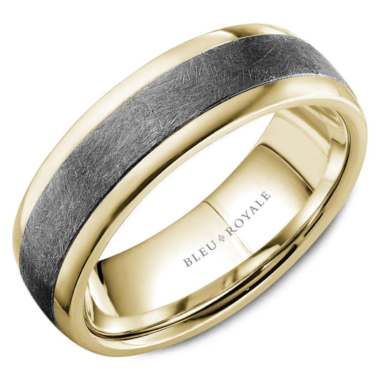 Tantalum and yellow gold carved band.