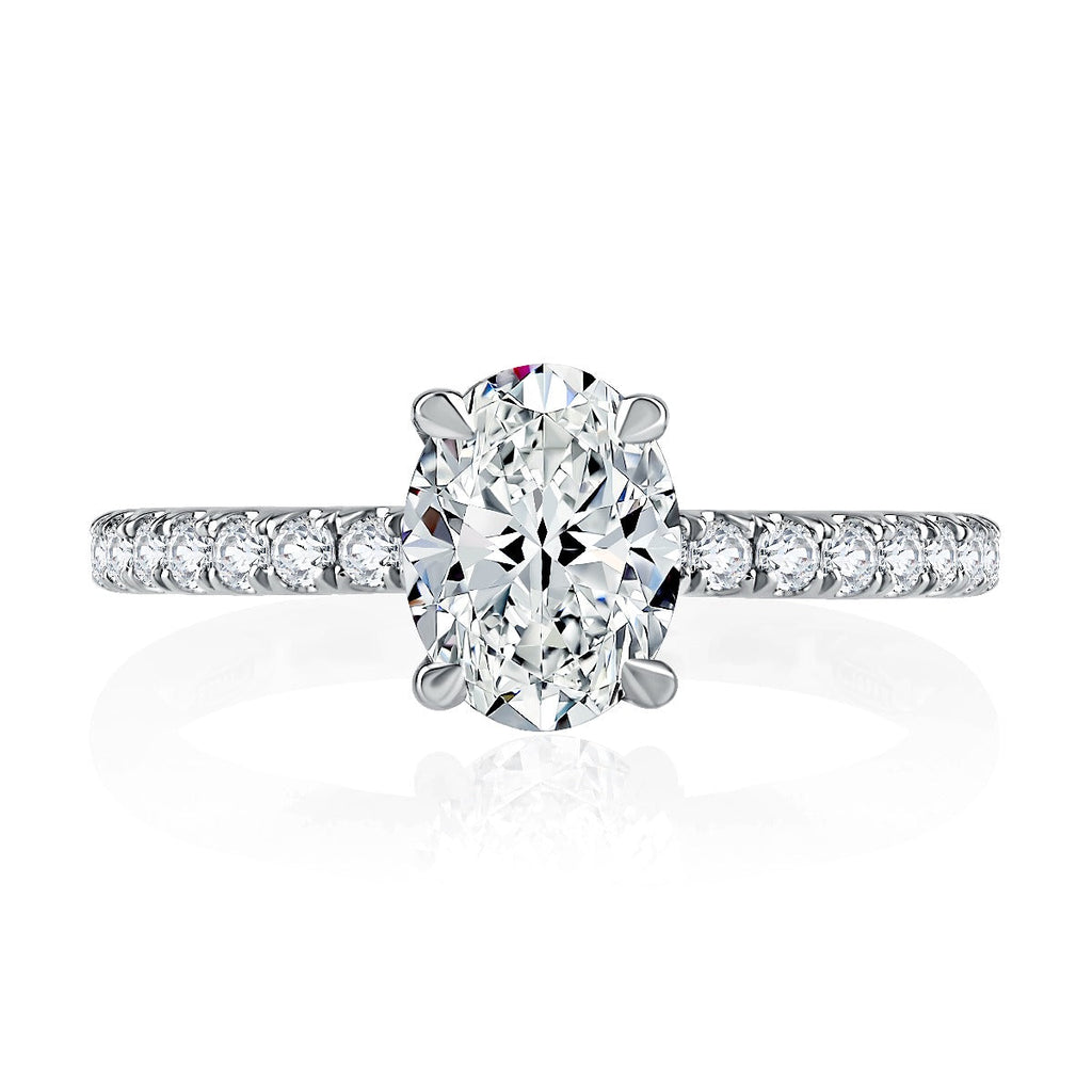 14K white gold diamond semi-mount ring.