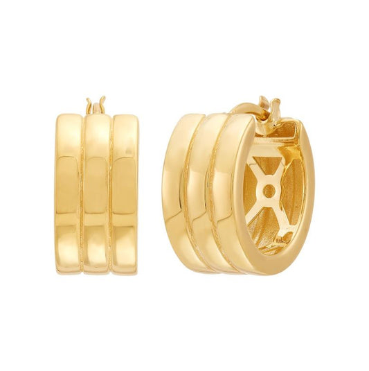 14K Yellow Gold Triple-Band Hoop Earrings