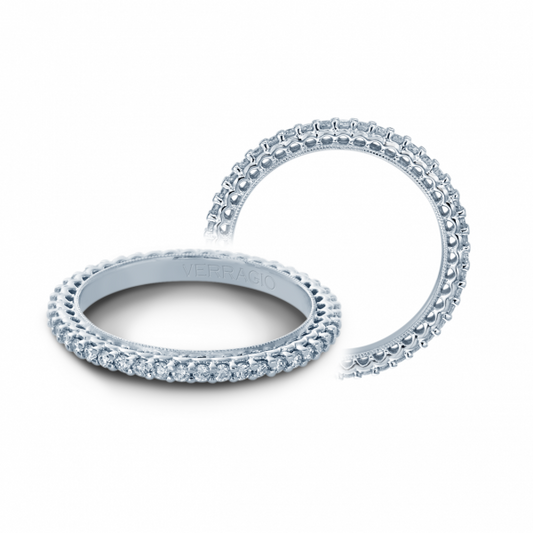Eternity band with round diamonds, white gold.