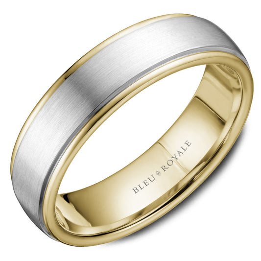 14K white and yellow gold carved band.