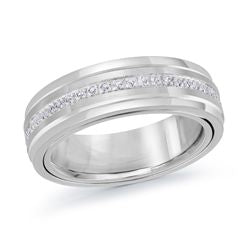 Men's Natural Diamond Wedding Band in 14 Karat Whi