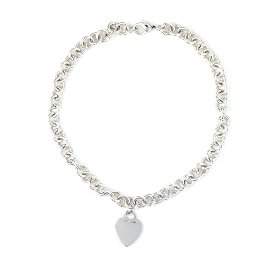 Sterling silver heart pendant necklace.