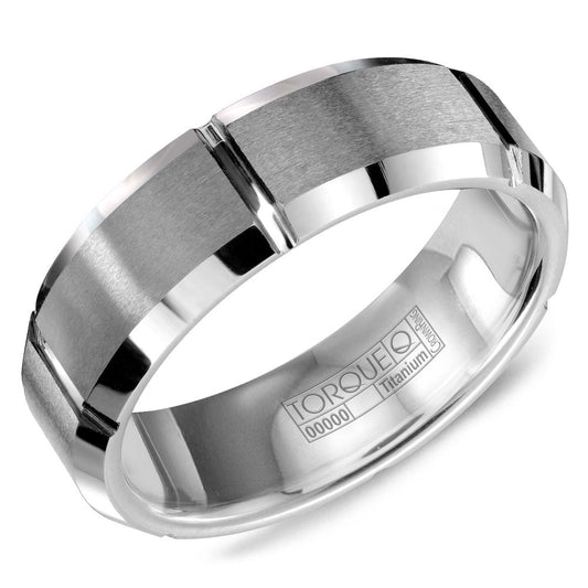 Tungsten carbide grey carved band, polished finish.