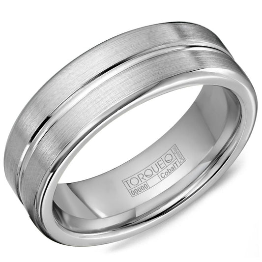 Cobalt white band, polished and satin finish.