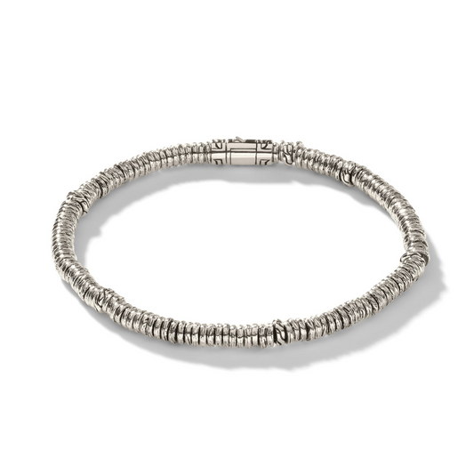 Sterling silver men's bead bracelet, hidden clasp.