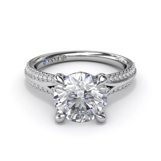 14K white gold diamond ring with accents.