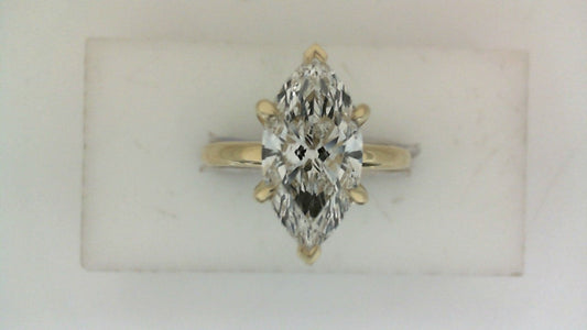 ReMARKable Designs Hidden Accent Lab-Grown Diamond Complete Engagement Ring in 14 Karat Yellow Gold with 2.57ct Marquise Lab-Grown Diamond, Color: E, Clarity: VS2
