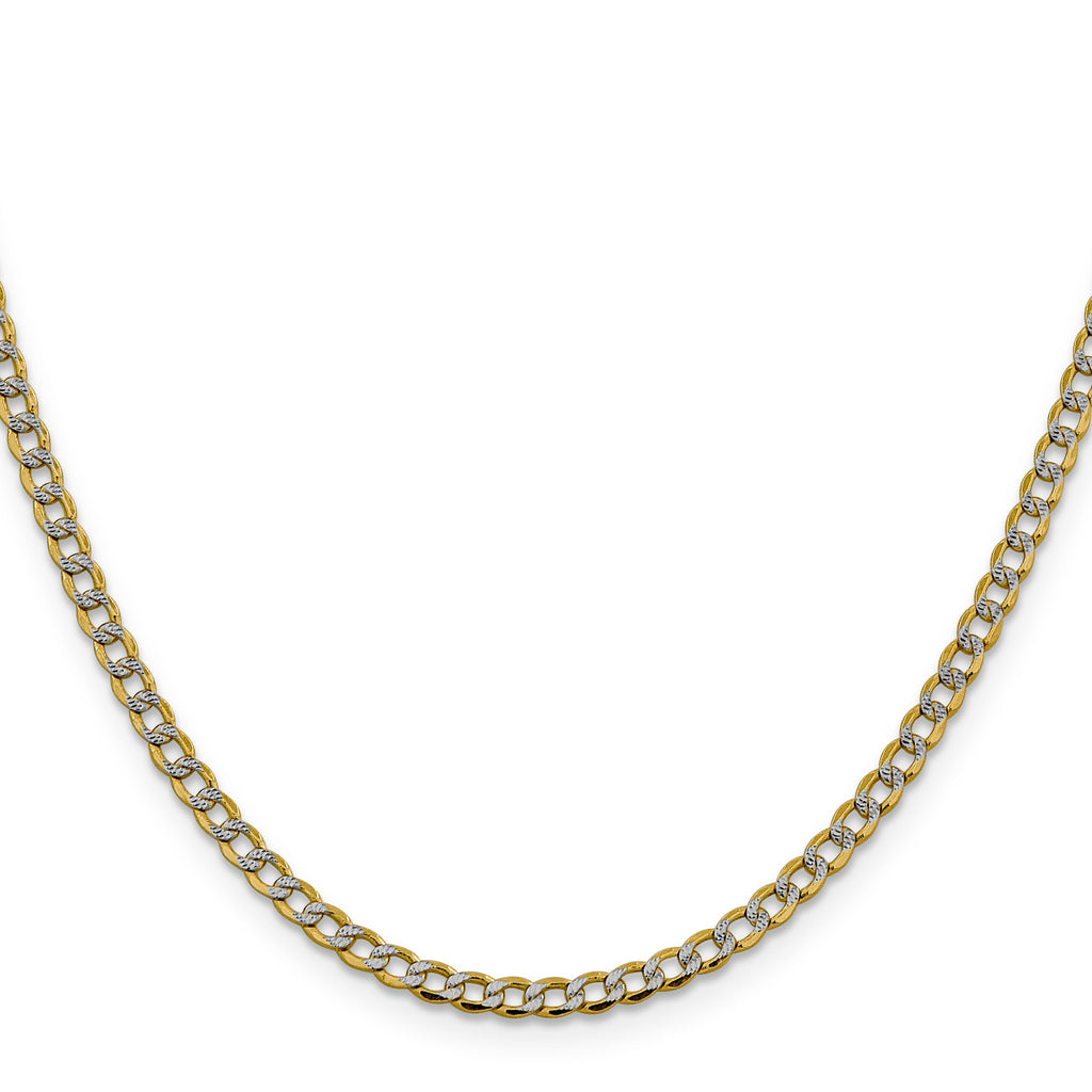 14K white-yellow gold curb chain necklace.