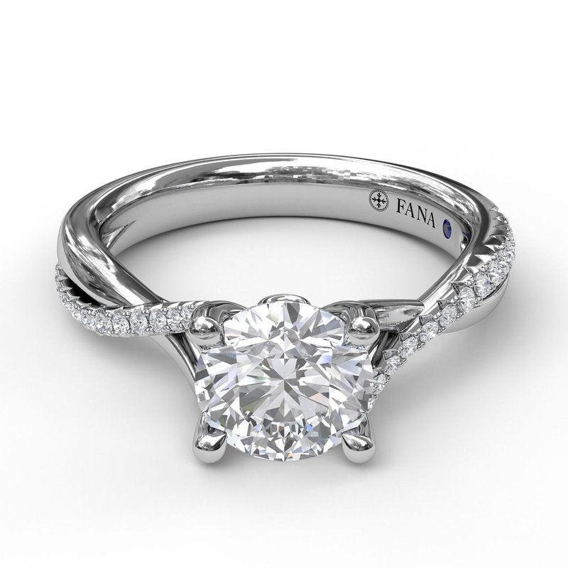 14K white gold ring with round diamonds.