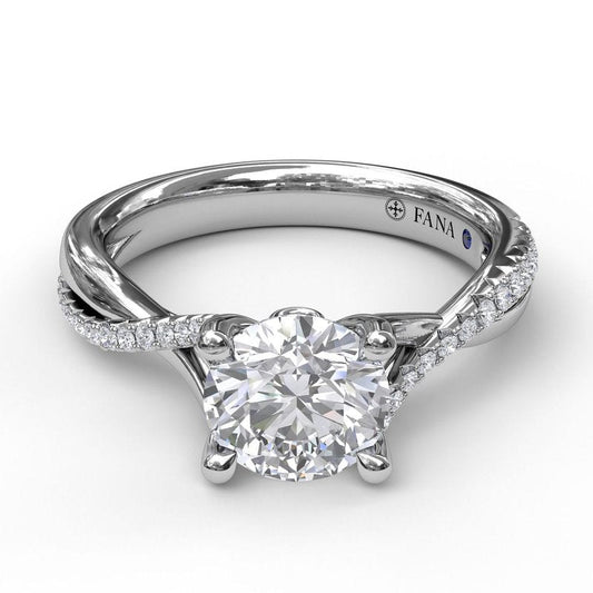 14K white gold ring with round diamonds.