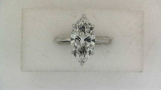 ReMARKable Designs Solitaire Lab-Grown Diamond Complete Engagement Ring in 14 Karat White Gold with 2.01ct Marquise Center Lab-Grown Diamond, Color: F, Clarity: VS2