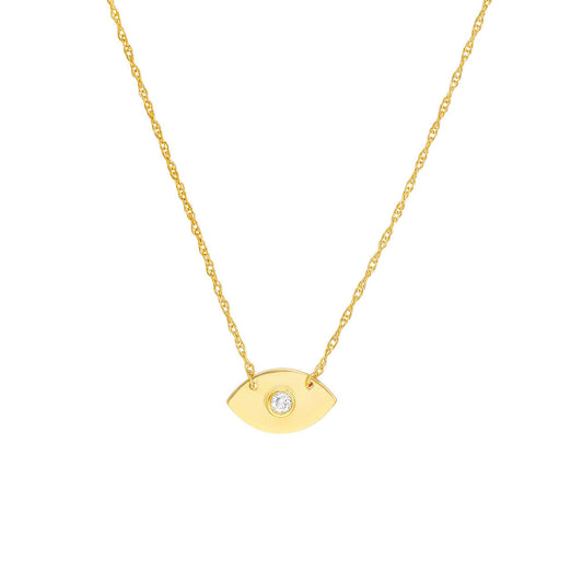 Evil Eye necklace, diamond in yellow gold.