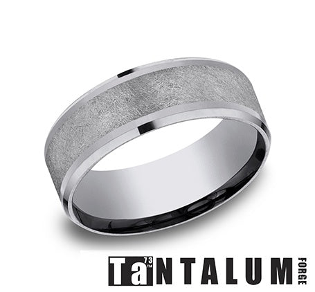 Tantalum grey men's ring, polished finish.