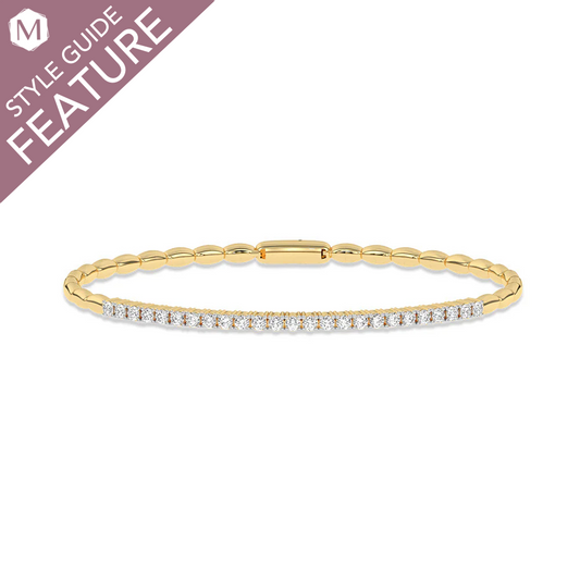 ReMARKable Designs ReMARKable Designs Natural Diamond Bangle Bracelet in 14 Karat Yellow Gold with 1.00ctw Round Diamonds, Integrated Clasp