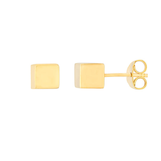 Square 14K yellow gold stud earrings.