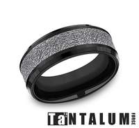 Tantalum black-grey carved men's band.