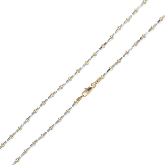 White-yellow gold fancy link chain, polished finish.