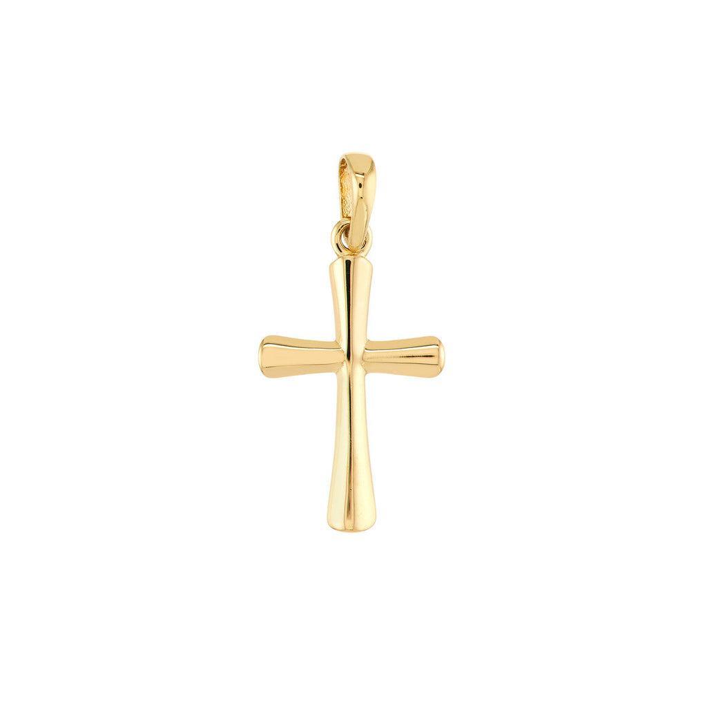 14K yellow gold minimalist cross pendant.