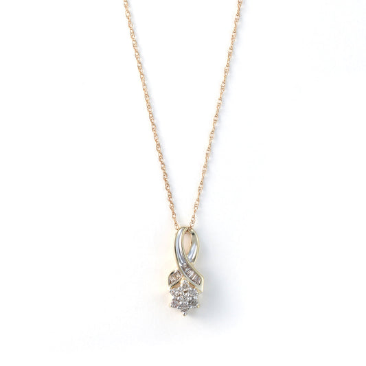 M Estate Collection Natural Diamond Necklace in 10 Karat Yellow with 0.15ctw J/K I1-I2 Various Shapes Diamonds