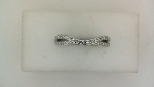 White gold diamond contour wedding band.