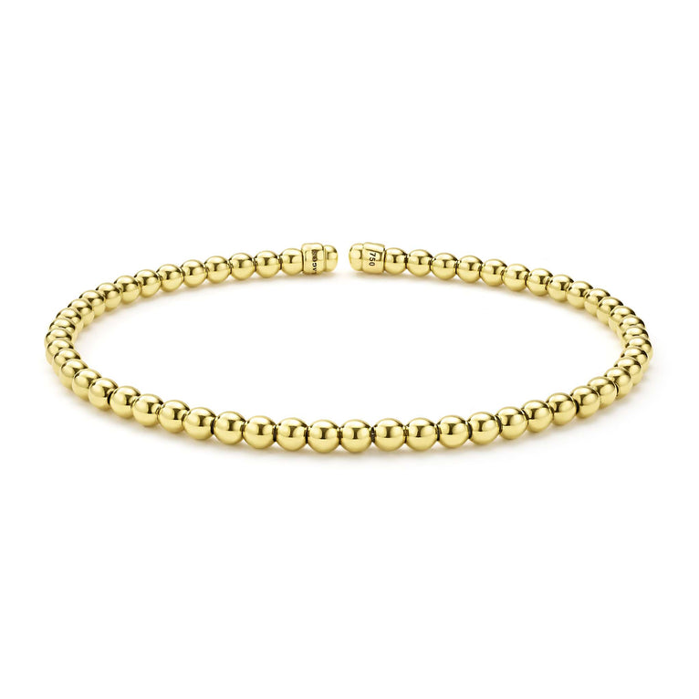 Gold beaded cuff bracelet, no stones.