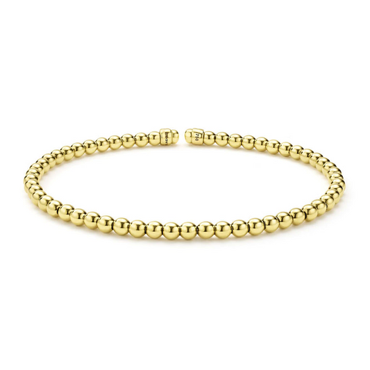 Gold beaded cuff bracelet, no stones.