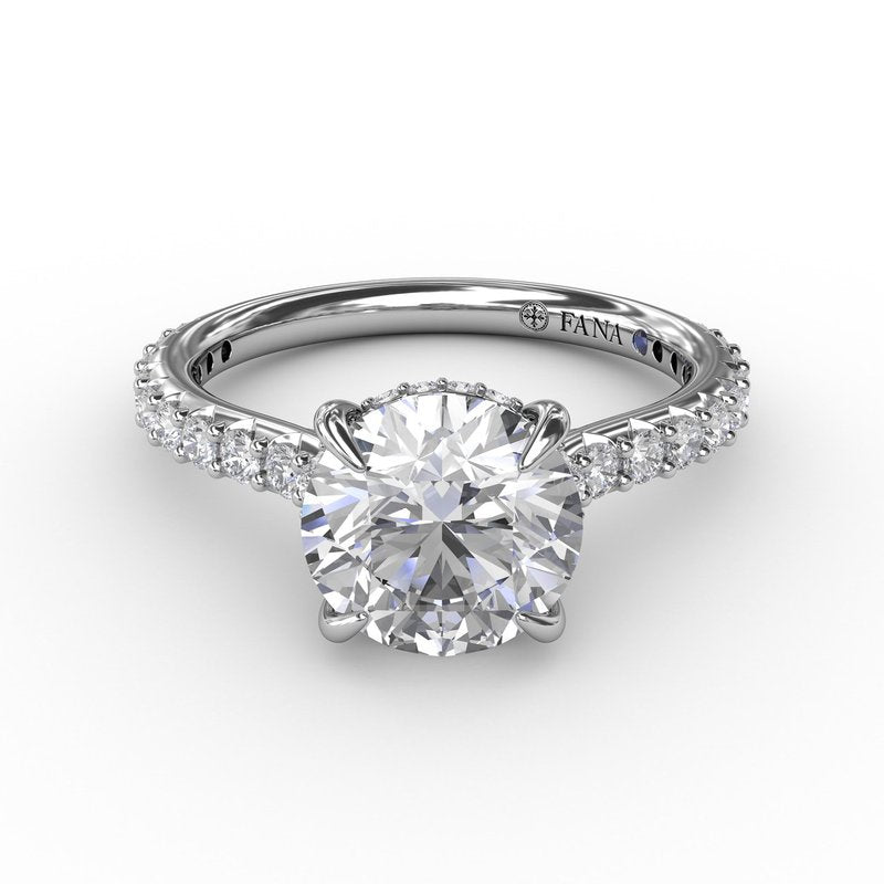 14K white gold ring with round diamonds.