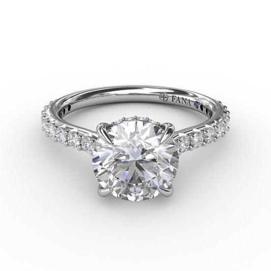 14K white gold ring with round diamonds.