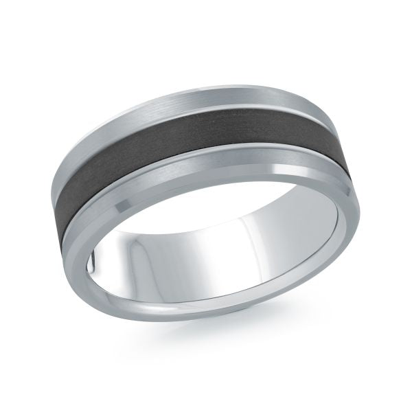 Carbon fiber and white gold men's band.