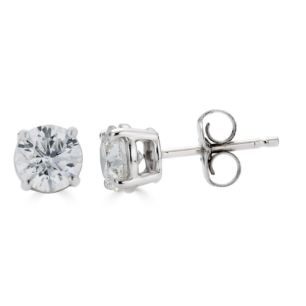 Diamond studs in white gold setting.