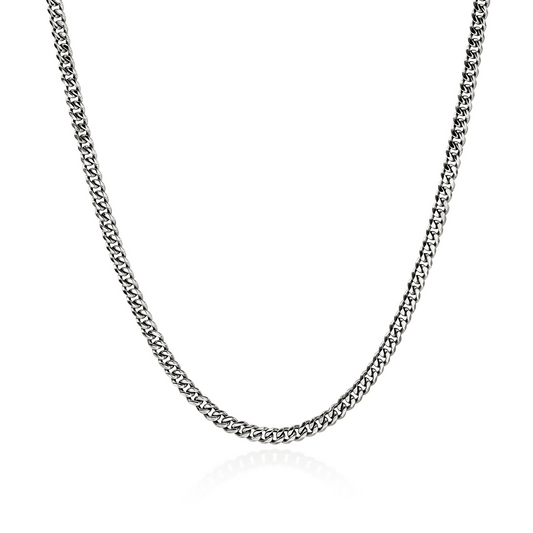 Sterling silver polished curb chain necklace.