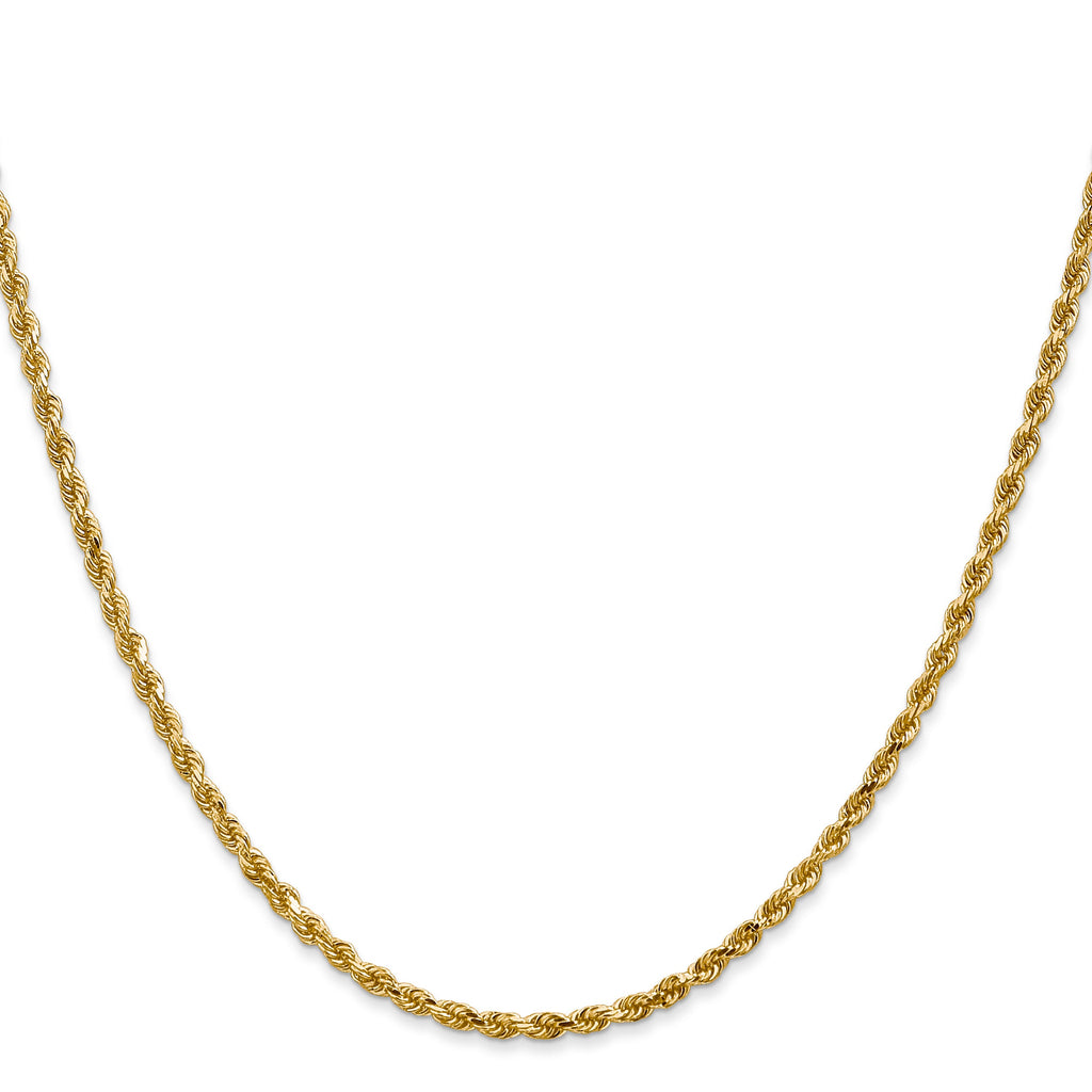 Diamond cut rope chain, 14K yellow gold.