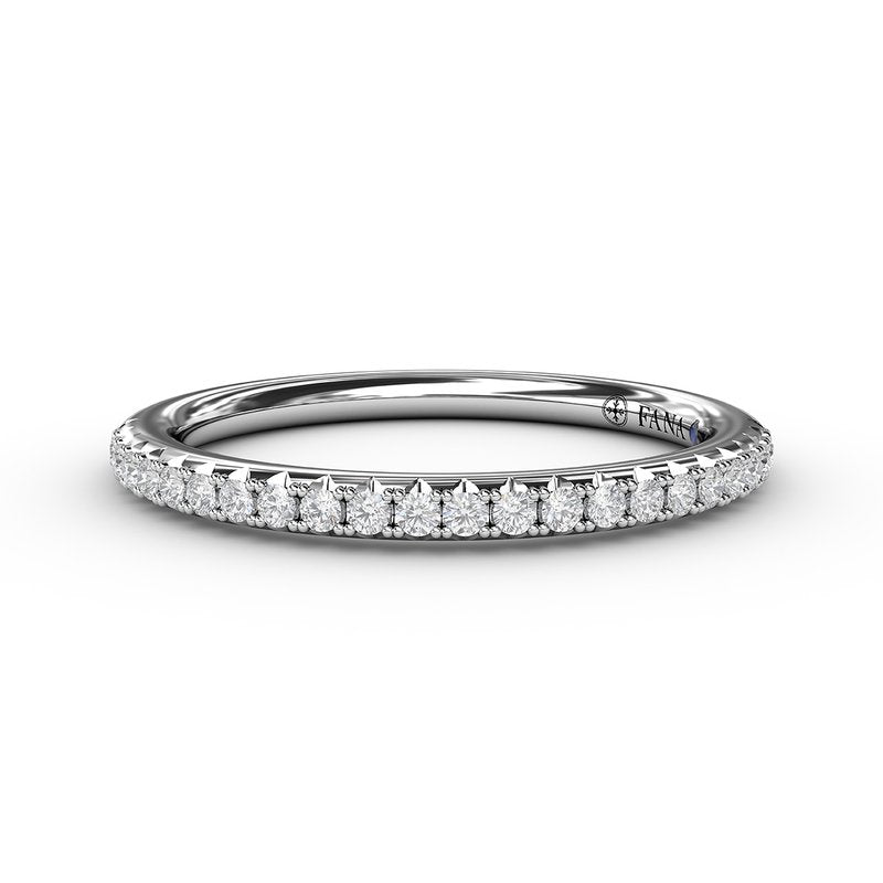 14K white gold diamond stackable band