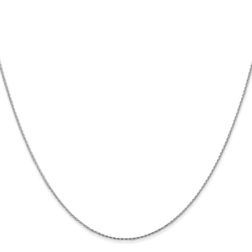 Diamond cut wheat chain, 14K white gold.