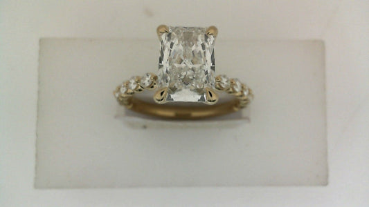 ReMARKable Designs Side Stone Complete Engagement Ring in 14 Karat Yellow Gold with 2.09ctw of Round Lab-Grown Diamonds, Clarity: VVS2, Color: F